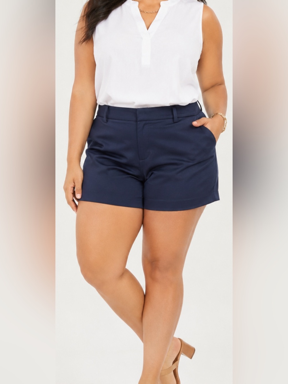 NWT Lane Bryant Navy Blue Dress Shorts Size 16 Stretch Tailored